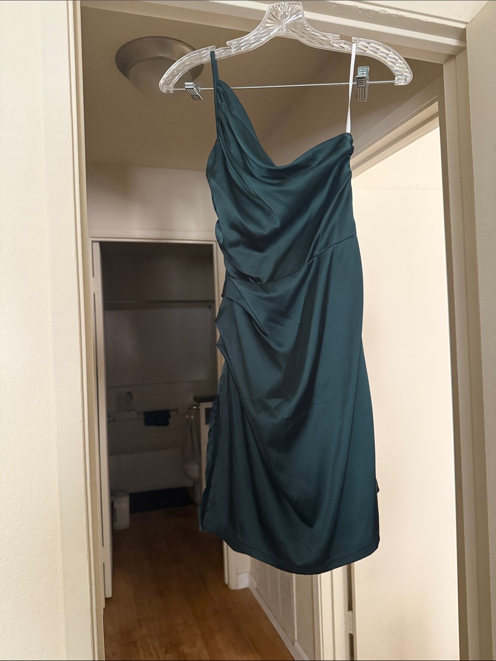Elegant Teal Mini Dress with Draped Detail